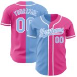 Personalized Pink Light Blue-White Authentic Split Fashion Baseball Jersey