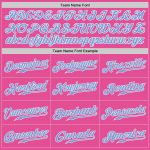 Personalized Pink Light Blue-White Authentic Split Fashion Softball Jersey Team Custom Name and Number