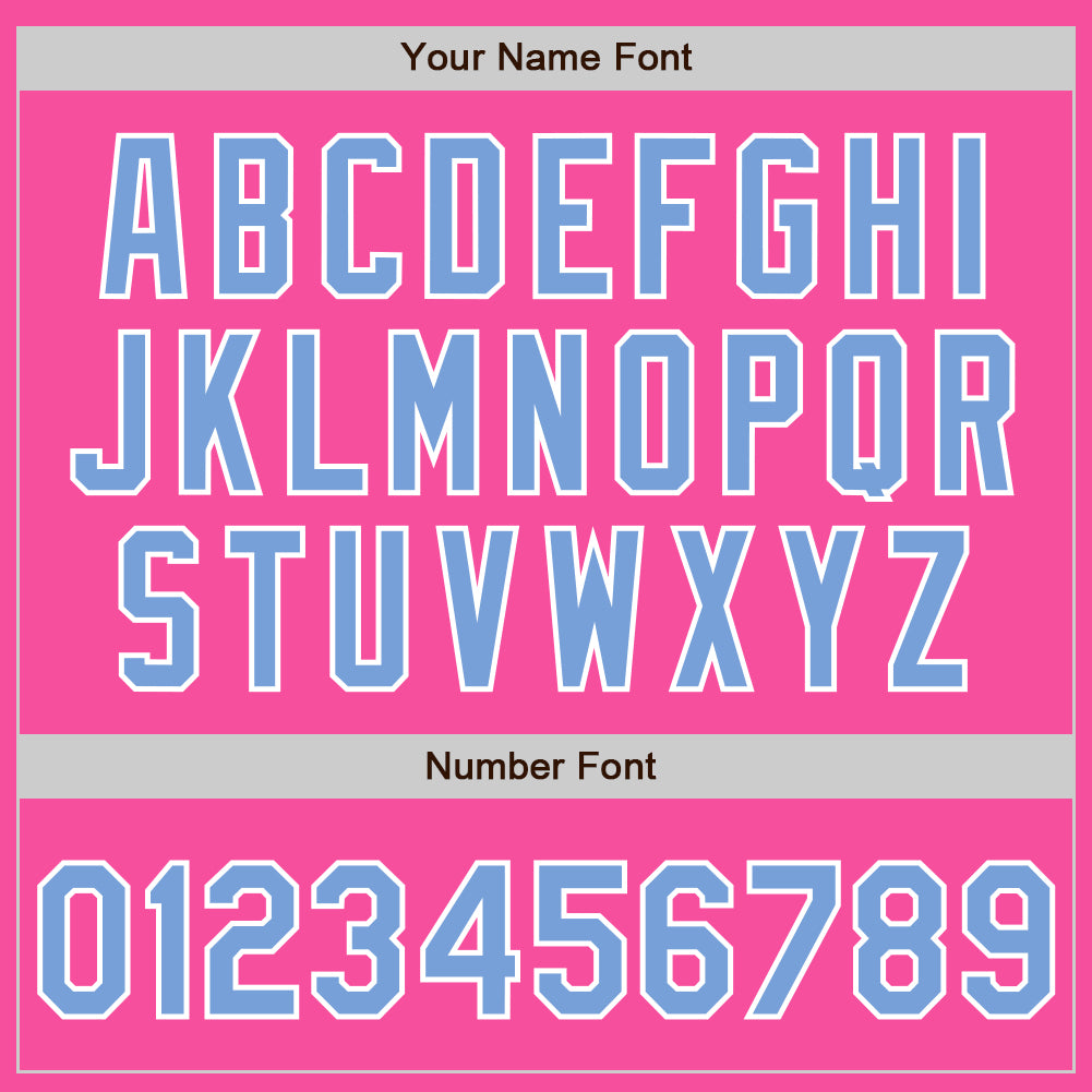 Personalized Pink Light Blue-White Bomber Full-Snap Varsity Letterman Jacket Team Custom Name and Number Personalized Pink Light Blue-White Bomber Full-Snap Varsity Letterman Jacket Team Custom Name and Number - Image 5