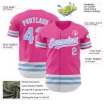 Personalized Pink Light Blue-White Line Authentic Baseball Jersey Team Custom Name and Number