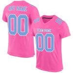 Personalized Pink Light Blue-White Mesh Authentic Football Jersey Team Custom Name and Number