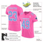 Personalized Pink Light Blue-White Mesh Authentic Football Jersey Team Custom Name and Number