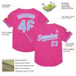 Personalized Pink Light Blue-White Mesh Authentic Throwback Baseball Jersey Team Custom Name and Number