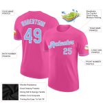 Personalized Pink Light Blue-White Performance T-Shirt Team Custom Name and Number