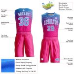 Personalized Pink Light Blue-White Round Neck Sublimation Basketball Suit Jersey