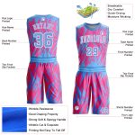 Personalized Pink Light Blue-White Round Neck Sublimation Basketball Suit Jersey Team Custom Name and Number