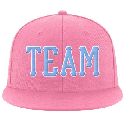 Personalized Pink Light Blue-White Stitched Adjustable Snapback Hat Team Custom Name and Number