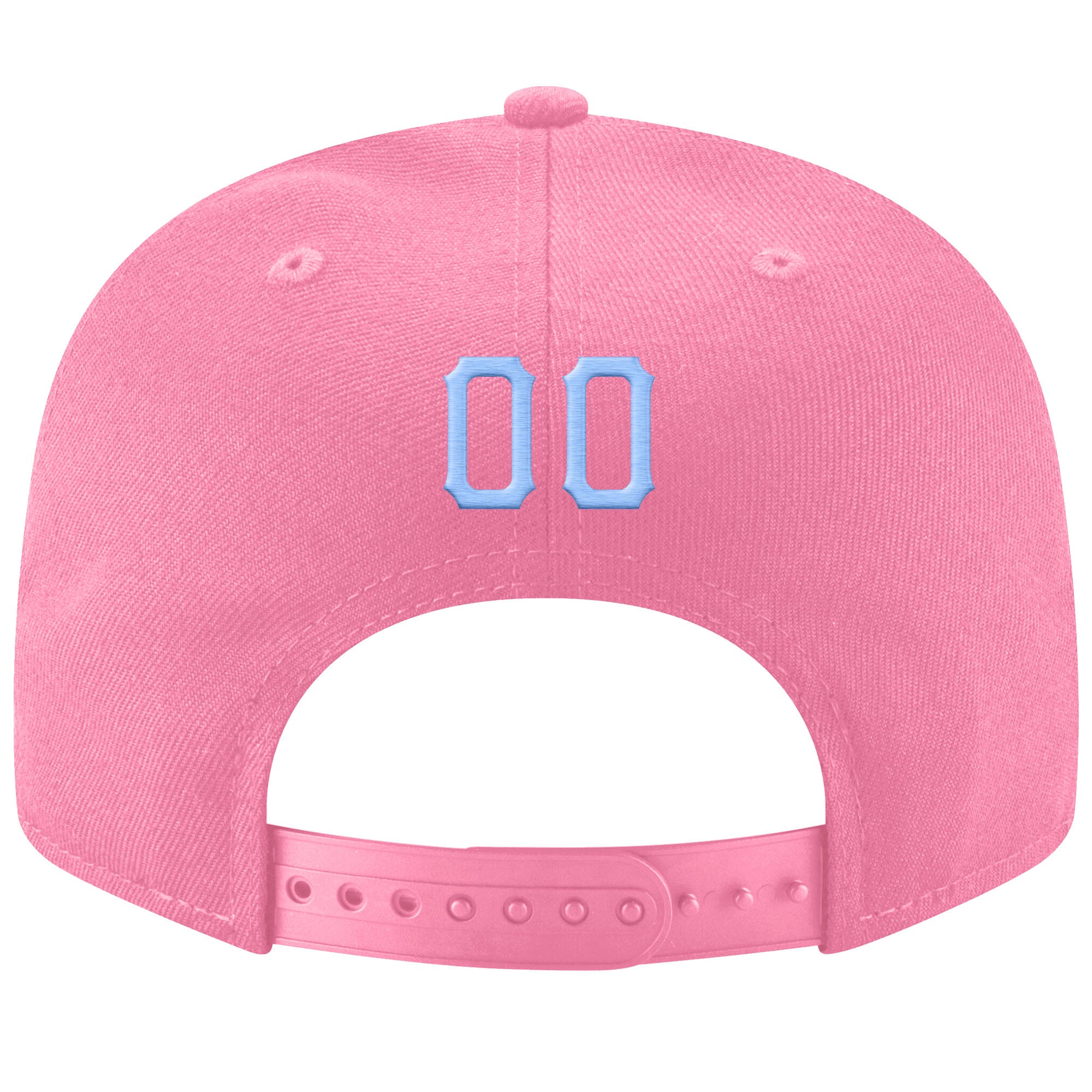 Personalized Pink Light Blue-White Stitched Adjustable Snapback Hat Team Custom Name and Number Personalized Pink Light Blue-White Stitched Adjustable Snapback Hat Team Custom Name and Number - Image 3