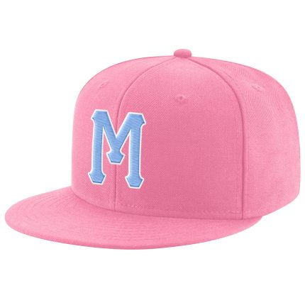 Personalized Pink Light Blue-White Stitched Adjustable Snapback Hat Team Custom Name and Number