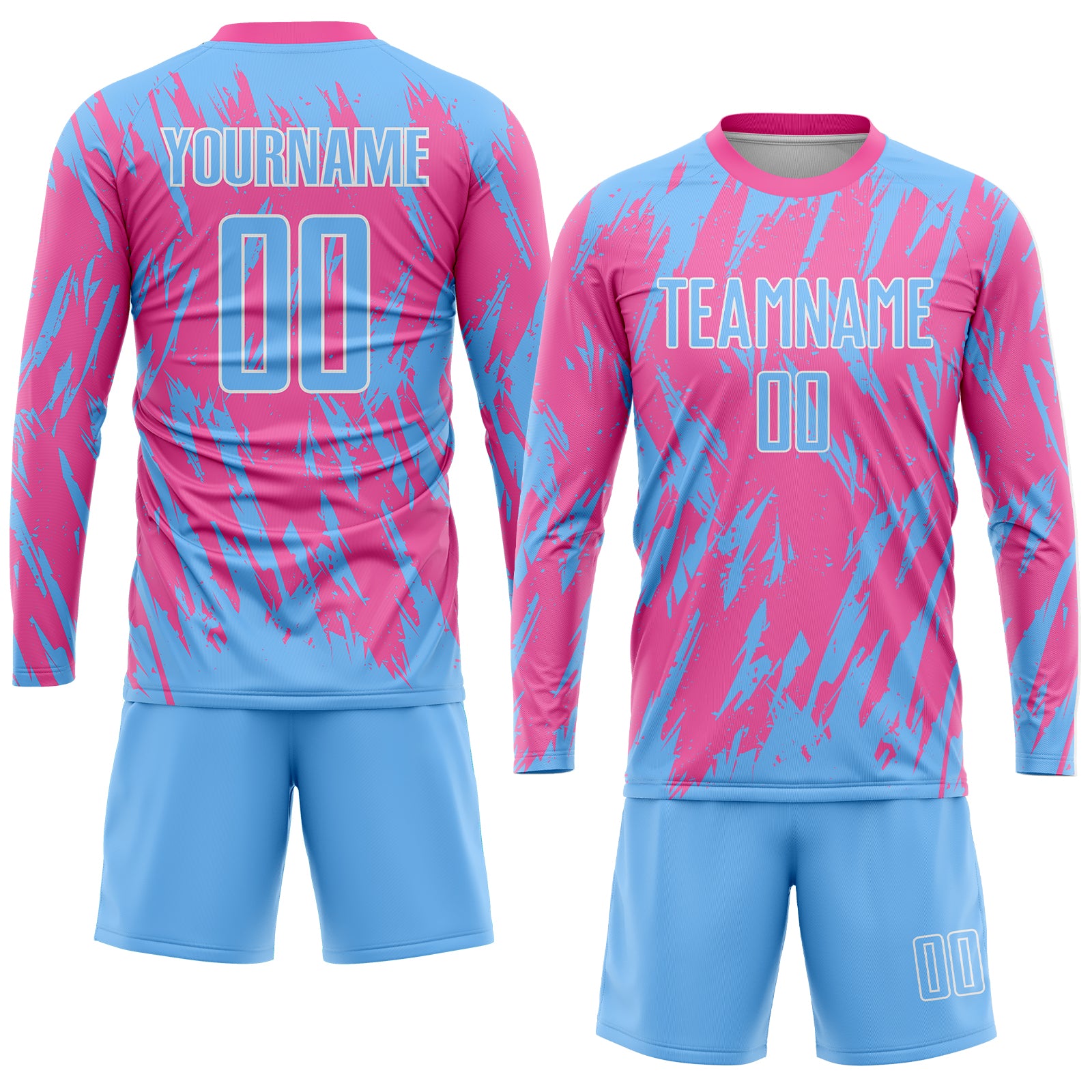 Personalized Pink Light Blue-White Sublimation Soccer Uniform Jersey Team Custom Name and Number Personalized Pink Light Blue-White Sublimation Soccer Uniform Jersey Team Custom Name and Number - Image 4
