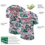 Personalized Pink Medium Pink-Black 3D Pattern Design Hawaii Palm Leaves And Flowers Performance T-Shirt Team Custom Name and Number