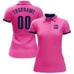 Personalized Pink Navy Performance Golf Polo Shirt Team Custom Name and Number