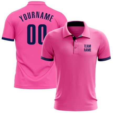 Personalized Pink Navy Performance Golf Polo Shirt Team Custom Name and Number
