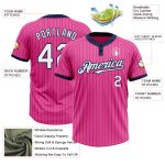 Personalized Pink Navy Pinstripe White Two-Button Unisex Softball Jersey Team Custom Name and Number