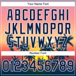 Personalized Pink Navy-White 3D Pattern Design Hawaii Palm Trees Performance T-Shirt Team Custom Name and Number