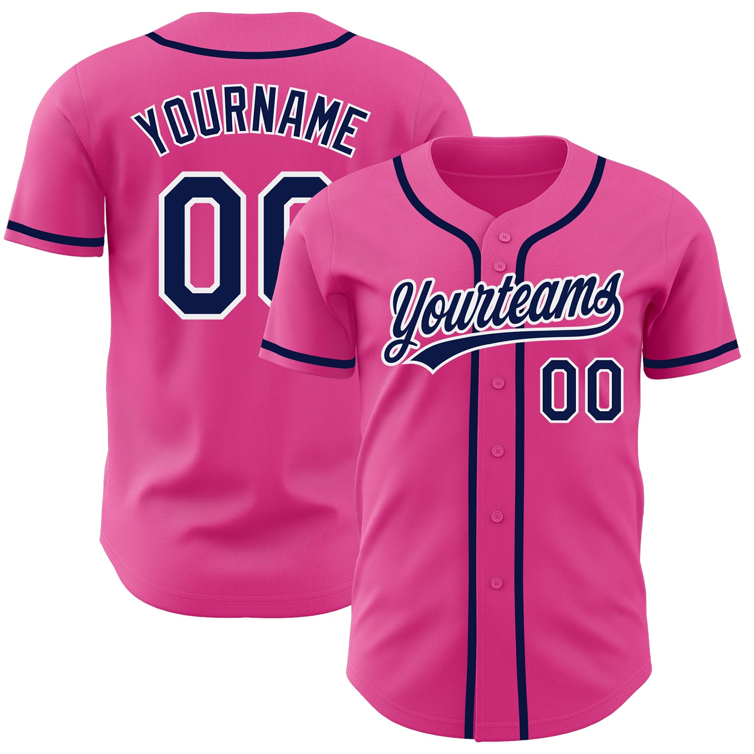Personalized Pink Navy-White Authentic Baseball Jersey