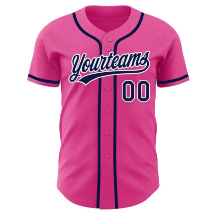 Personalized Pink Navy-White Authentic Baseball Jersey