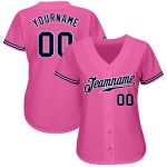 Personalized Pink Navy-White Authentic Baseball Jersey Team Custom Name and Number