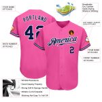 Personalized Pink Navy-White Authentic Baseball Jersey Team Custom Name and Number