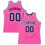 Personalized Pink Navy-White Authentic Throwback Basketball Jersey Team Custom Name and Number
