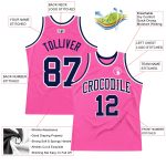 Personalized Pink Navy-White Authentic Throwback Basketball Jersey Team Custom Name and Number