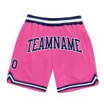 Personalized Pink Navy-White Authentic Throwback Basketball Shorts Team Custom Name and Number