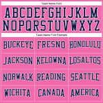Personalized Pink Navy-White Long Sleeve Performance T-Shirt Team Custom Name and Number
