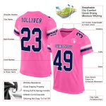 Personalized Pink Navy-White Mesh Authentic Football Jersey Team Custom Name and Number