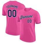 Personalized Pink Navy-White Performance T-Shirt Team Custom Name and Number