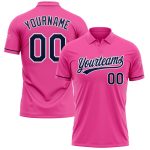 Personalized Pink Navy-White Performance Vapor Golf Polo Shirt Team Custom Name and Number