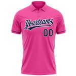 Personalized Pink Navy-White Performance Vapor Golf Polo Shirt Team Custom Name and Number