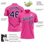 Personalized Pink Navy-White Performance Vapor Golf Polo Shirt Team Custom Name and Number