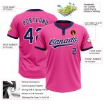 Personalized Pink Navy-White Two-Button Unisex Softball Jersey Team Custom Name and Number