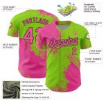Personalized Pink Neon Green-Black 3D Pattern Design Abstract Brush Stroke Authentic Baseball Jersey Team Custom Name and Number
