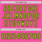 Personalized Pink Neon Green-Black Bomber Full-Snap Varsity Letterman Jacket Team Custom Name and Number
