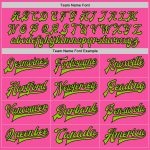 Personalized Pink Neon Green-Black Bomber Full-Snap Varsity Letterman Jacket Team Custom Name and Number