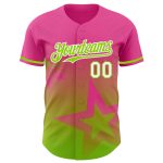Personalized Pink Neon Green-White 3D Pattern Design Gradient Style Twinkle Star Authentic Baseball Jersey Team Custom Name and Number