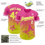 Personalized Pink Neon Yellow-White 3D Pattern Design Gradient Style Twinkle Star Authentic Baseball Jersey Team Custom Name and Number