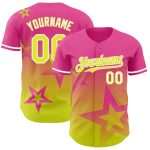 Personalized Pink Neon Yellow-White 3D Pattern Design Gradient Style Twinkle Star Authentic Baseball Jersey Team Custom Name and Number