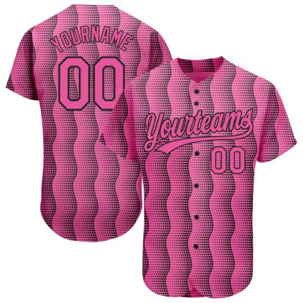 Personalized Pink Pink-Black 3D Pattern Design Authentic Baseball Jersey Team Custom Name and Number