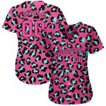 Personalized Pink Pink-Black 3D Pattern Design Leopard Authentic Baseball Jersey Team Custom Name and Number