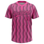Personalized Pink Pink-Black 3D Pattern Two-Button Unisex Softball Jersey Team Custom Name and Number