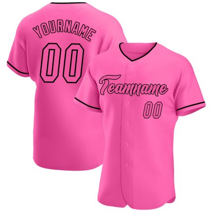 Personalized Pink Pink-Black Authentic Baseball Jersey Team Custom Name and Number