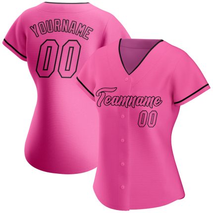 Personalized Pink Pink-Black Authentic Baseball Jersey Team Custom Name and Number