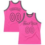 Personalized Pink Pink-Black Authentic Throwback Basketball Jersey Team Custom Name and Number