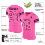 Personalized Pink Pink-Black Mesh Authentic Football Jersey Team Custom Name and Number