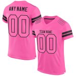 Personalized Pink Pink-Black Mesh Authentic Football Jersey Team Custom Name and Number