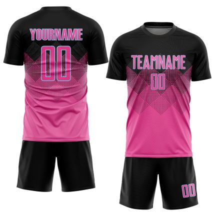 Personalized Pink Pink-Black Sublimation Soccer Uniform Jersey 7397