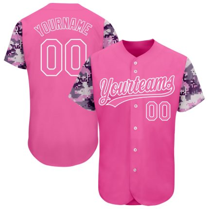 Personalized Pink Pink-Camo 3D Pattern Design Authentic Baseball Jersey Team Custom Name and Number