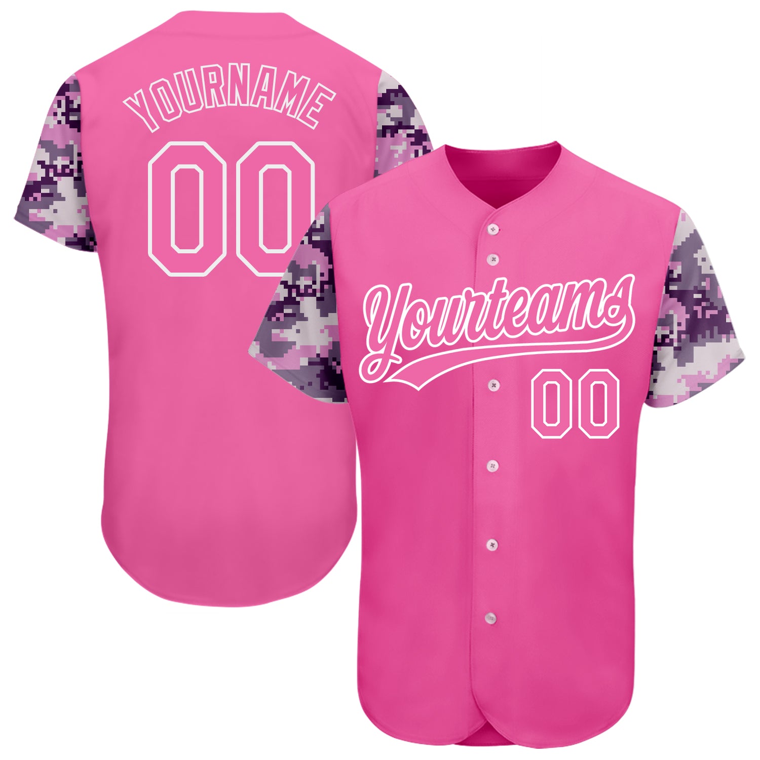 Personalized Pink Pink-Camo 3D Pattern Design Authentic Baseball Jersey Team Custom Name and Number